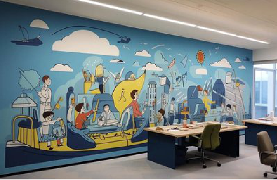 新余办公室墙绘的特点。